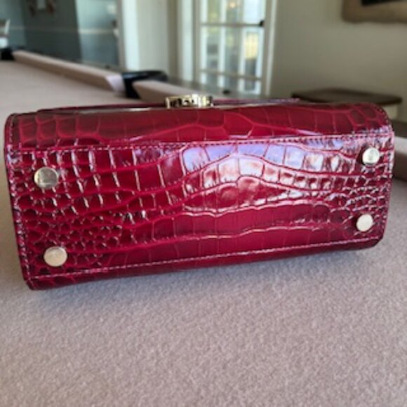 Aspinal of London Mayfair Deep Shine Cherry Ombre Croc Top Handle Handbag Purse - Picture 5 of 10